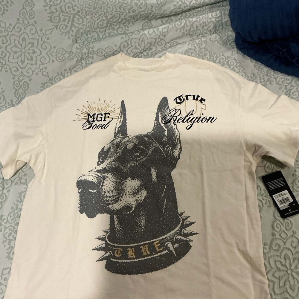 True Religion Cream Dog Graphic Tee